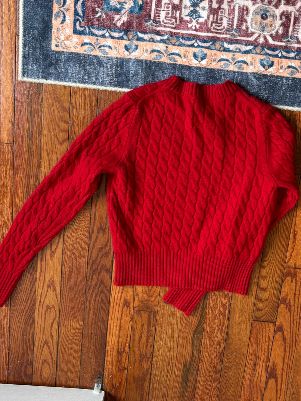 J. Crew Red Cable-Knit Crewneck Sweater - Picture 2 of 3